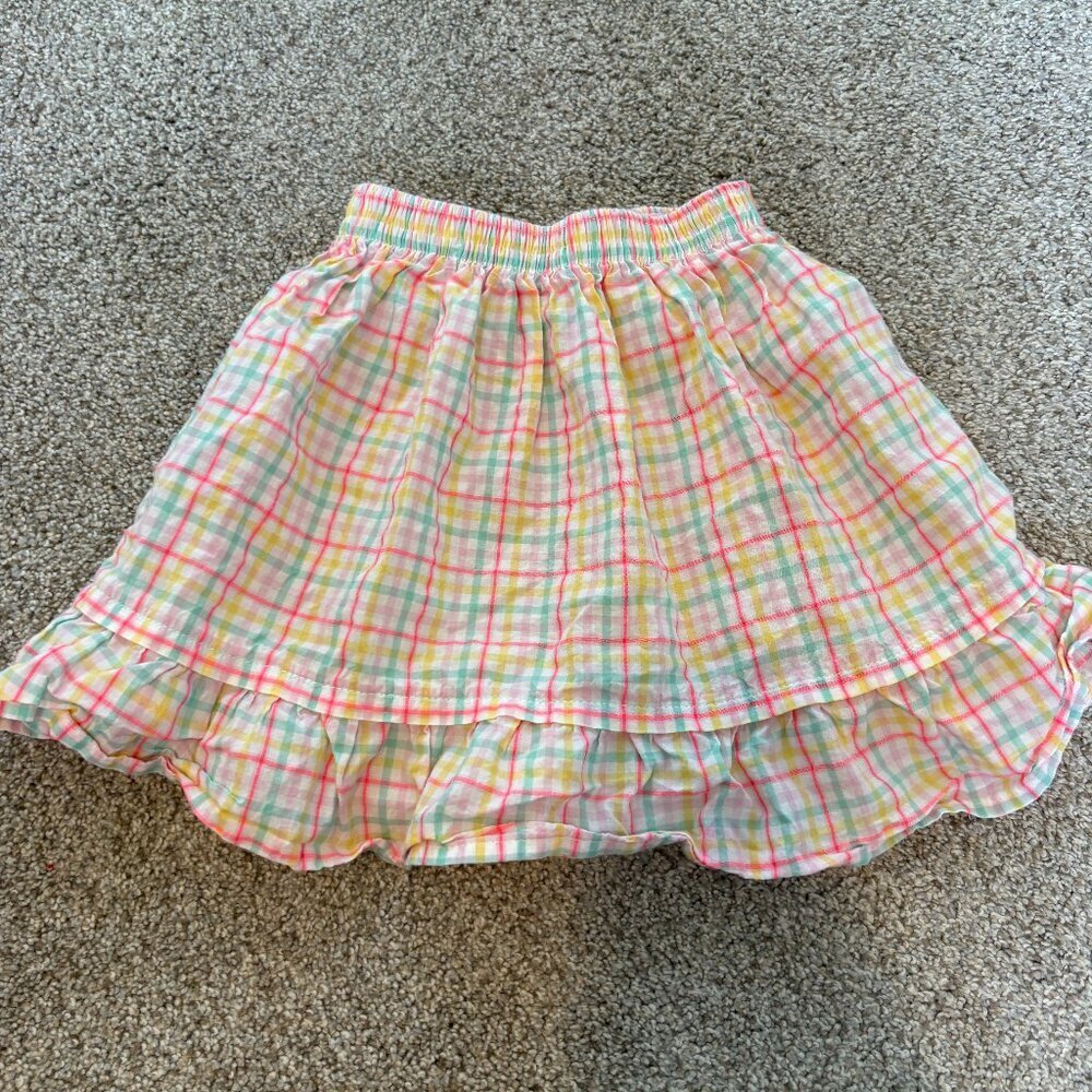 Grain De Ble Kids Girls Skirt Colourful Plaid Spring Flowy 36 months = 3T